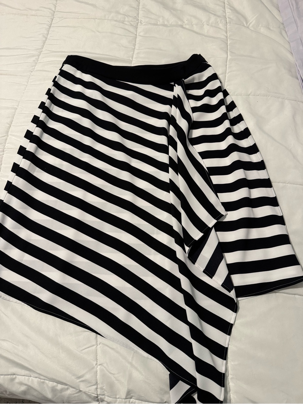 Karl Lagerfeld Black and White Striped Asymmetrical Skirt